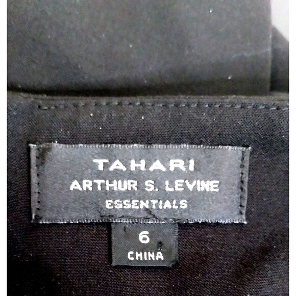 Tahari Sheath Dress Women's Size 6 Belted W Back Zip Lined 3/4 Sleeve Black 6 - Picture 7 of 7